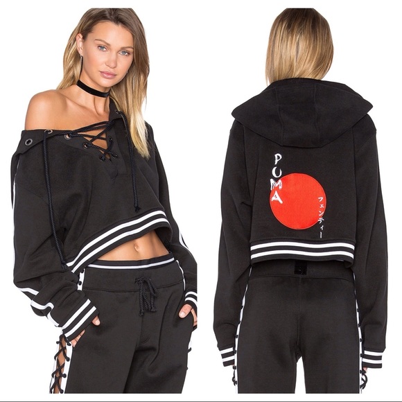 Fenty x Puma Tops - FENTY BY PUMA Rising Sun Lace-Up Sweatshirt Black